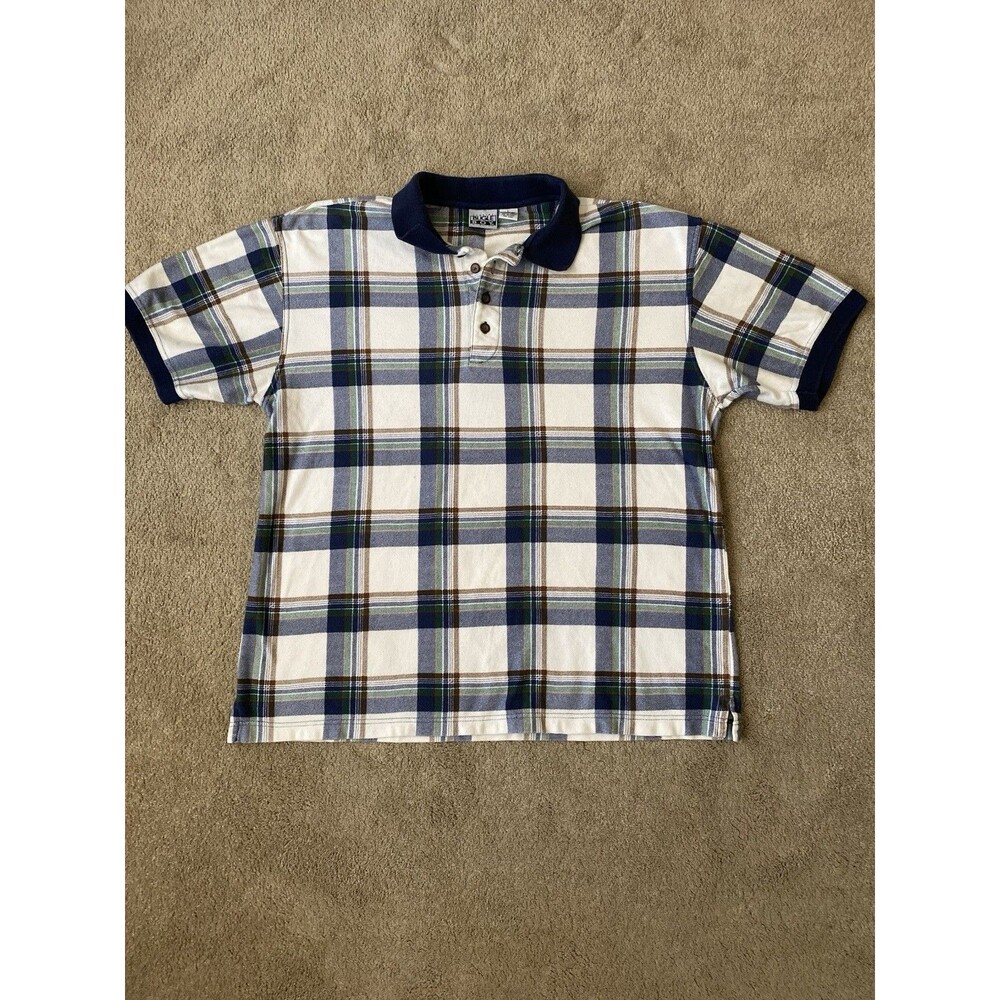 Bugle Boy Vintage Polo Shirt 1990s Plaid Print Men’s Size L